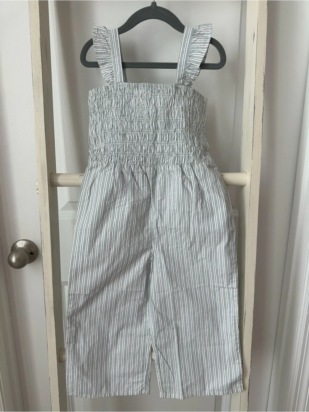 Carter's Girls White & Light Blue Striped Jumpsuit